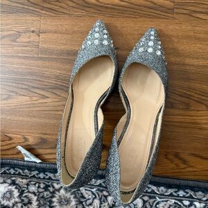 Silver Embellished Women's Flats